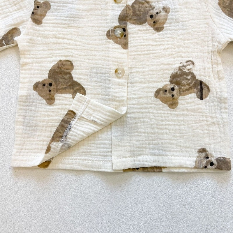 Cute Bear Print Girls' Set