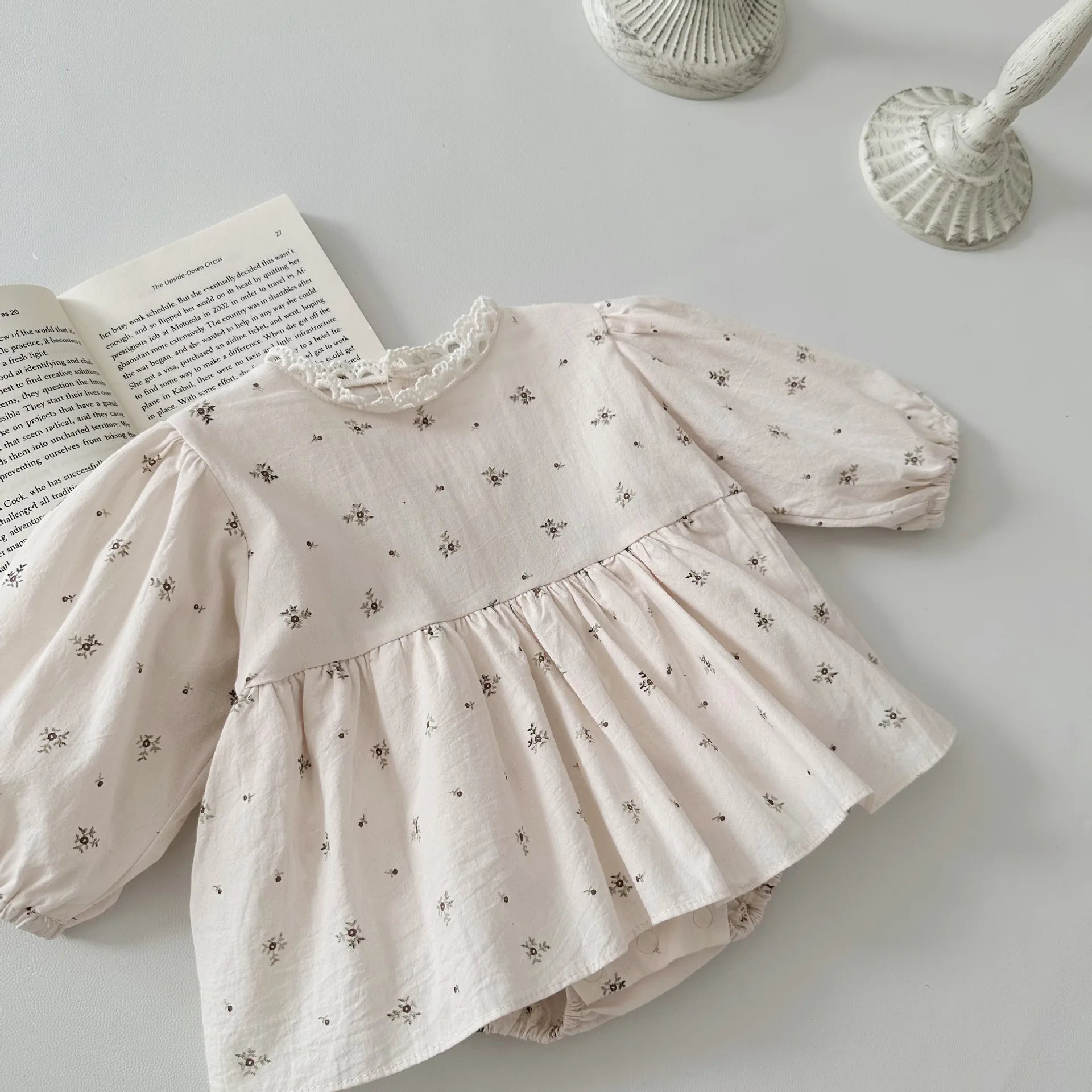 Girl's Long-Sleeved Floral Onesie