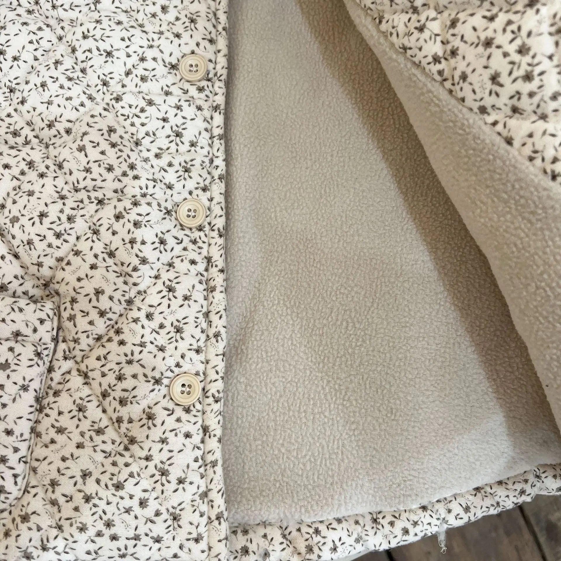 Floral Fleece-Lined Cotton-Padded Jacket