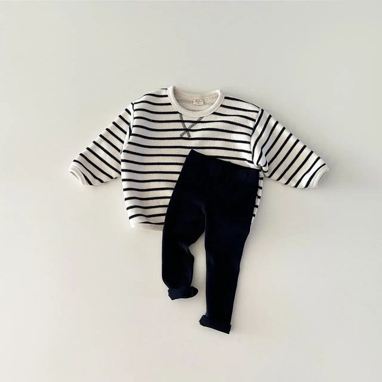 Sherpa Vest + Striped Top + Leggings Set