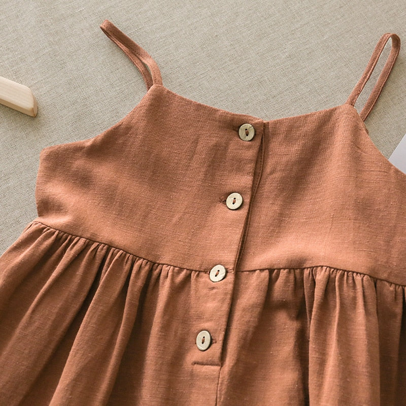 Solid Button Summer Dress