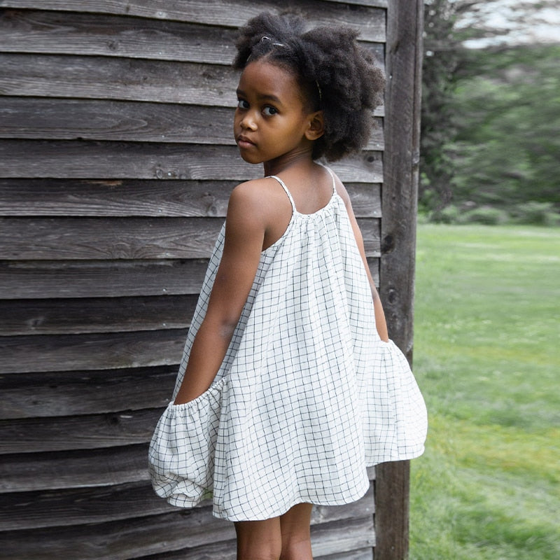 Girls Plaid Sleeveless Spaghetti Strap Dress