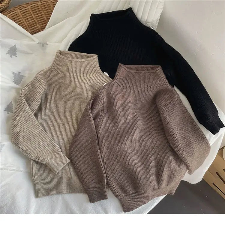 Turtleneck Rib Solid Pullover