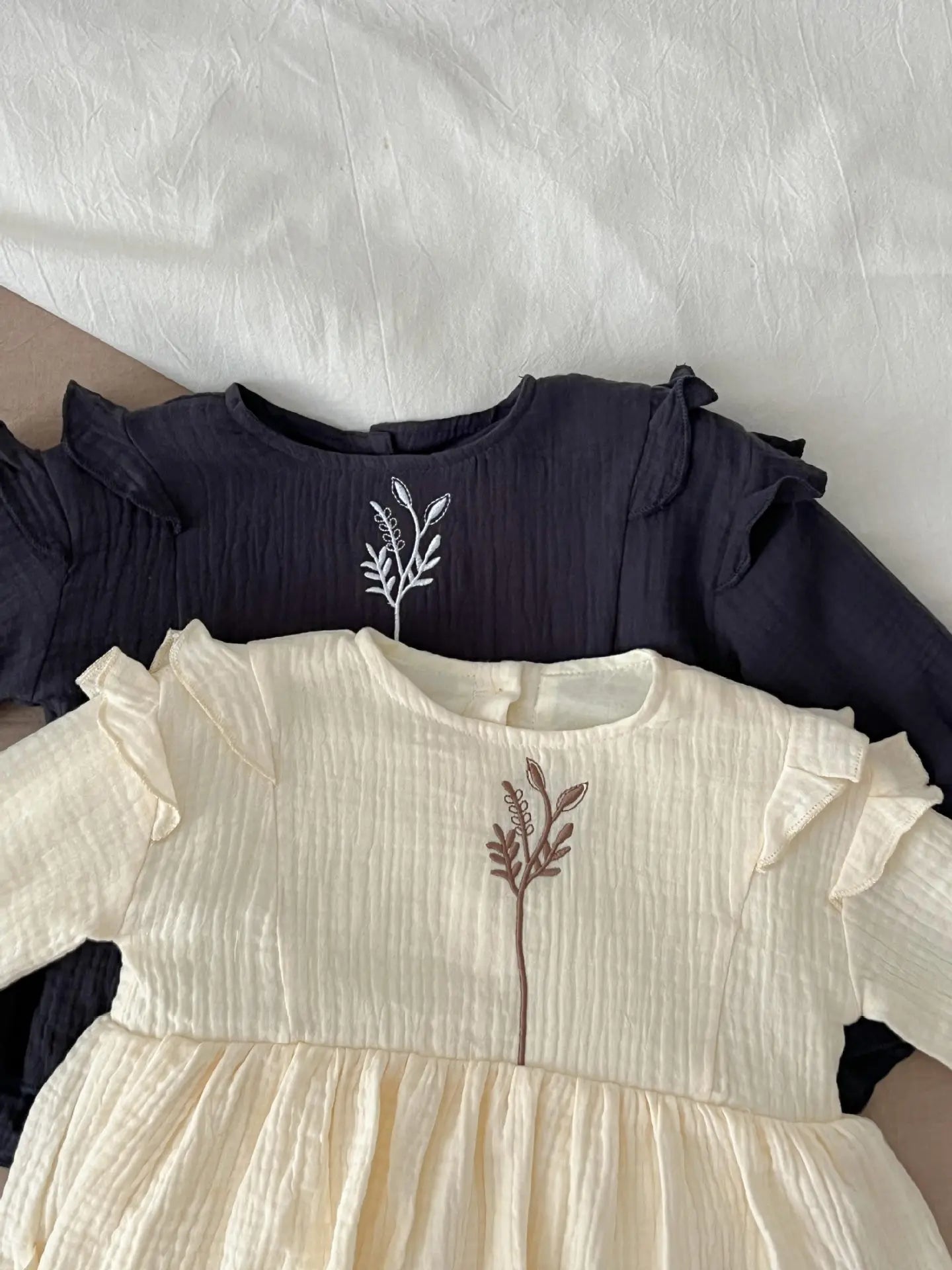 Little Plant Embroidered Onesie Dress