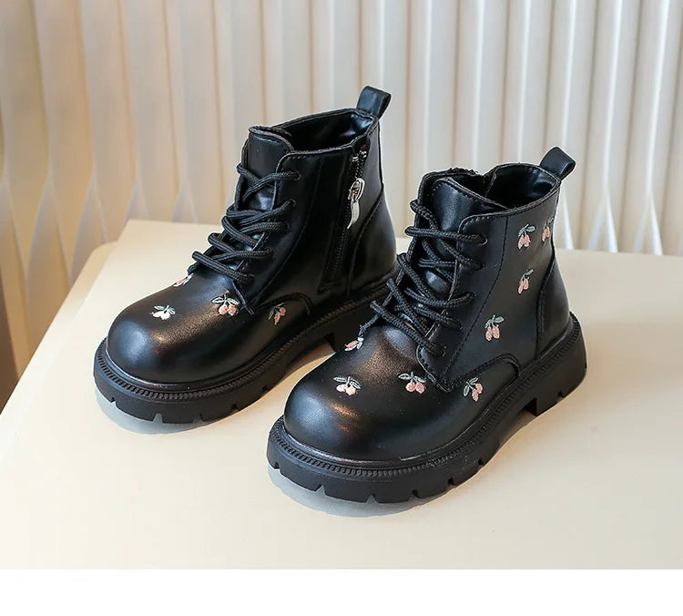 Girls' Embroidered Floral Boots