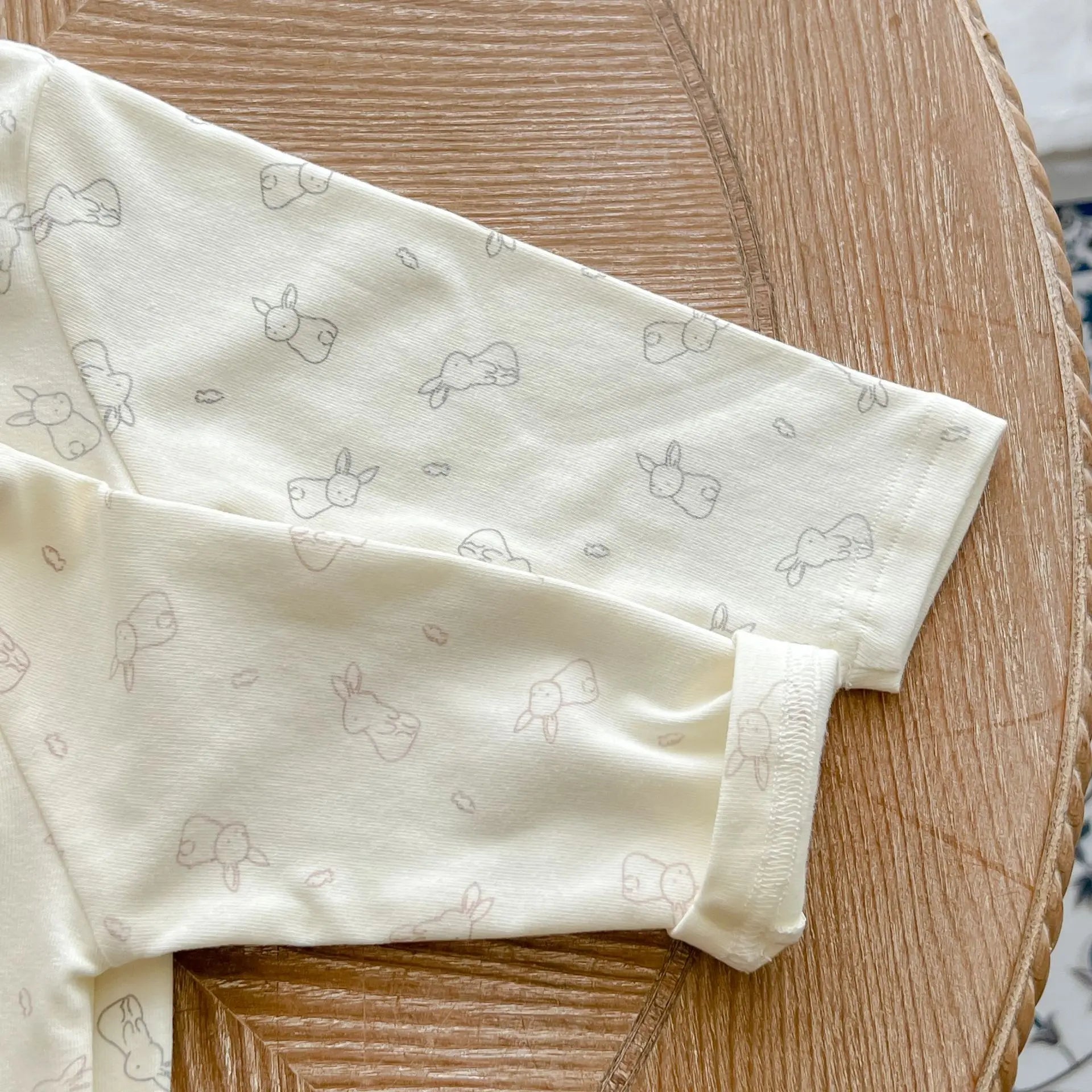 Long-Sleeved Print Romper & Bunny Ear Hat Set