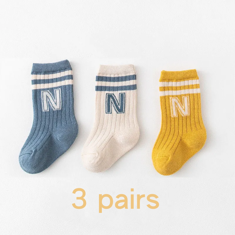 Soft Knit Letter Socks, 3 Pairs