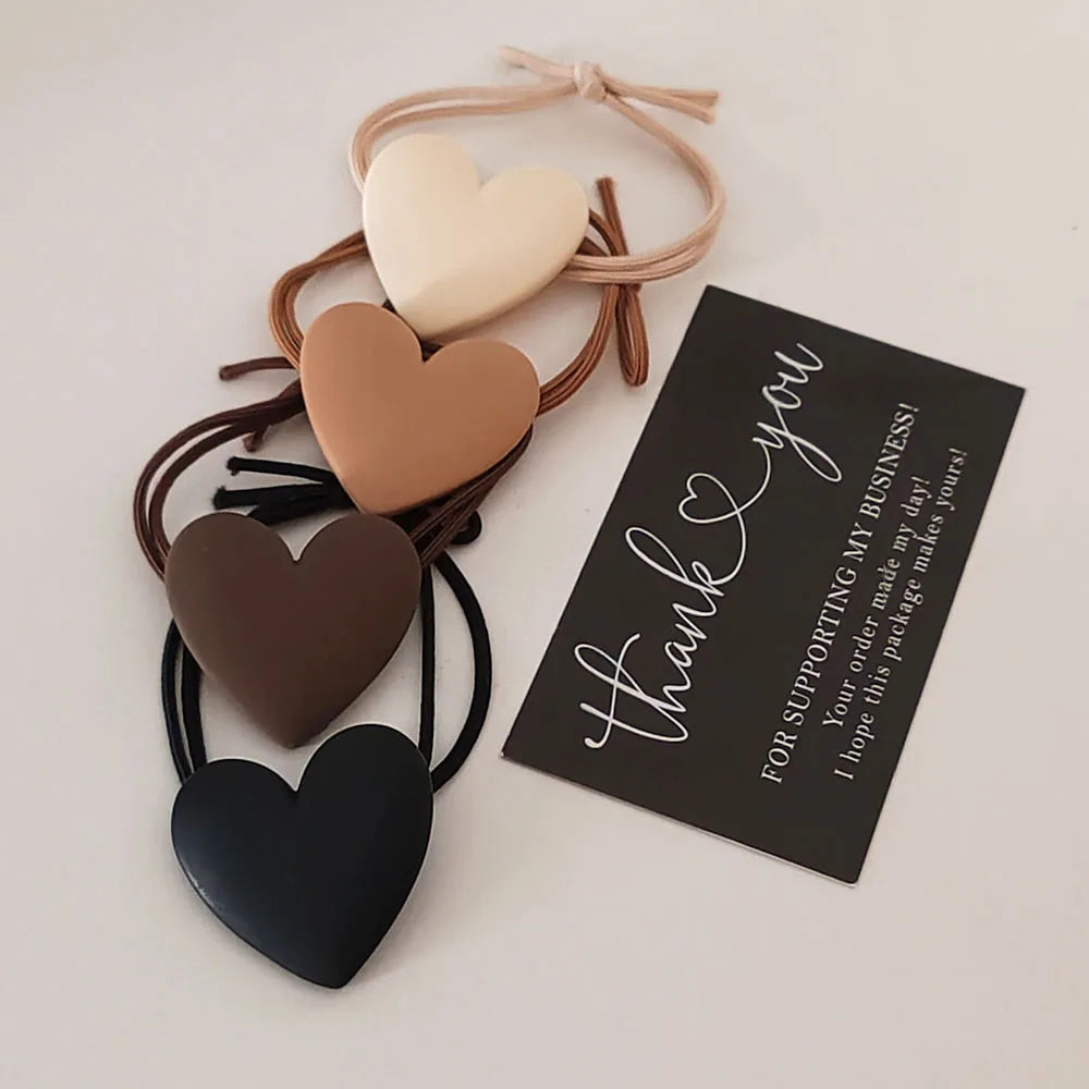 Heart-Shaped Colored Girl's Hair Ties (4-Piece)
