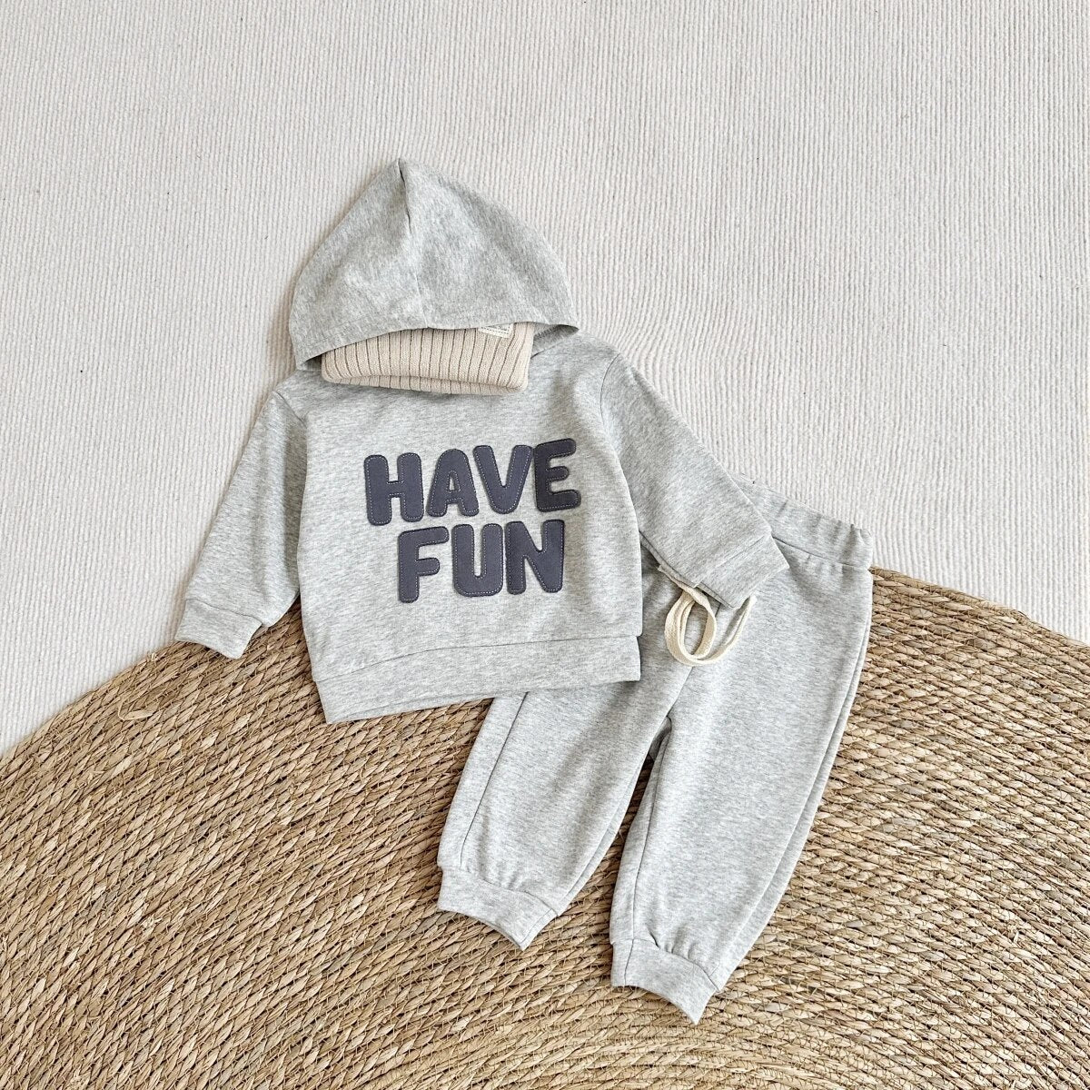 'HAVE FUN' Letter Patch Jogger Set