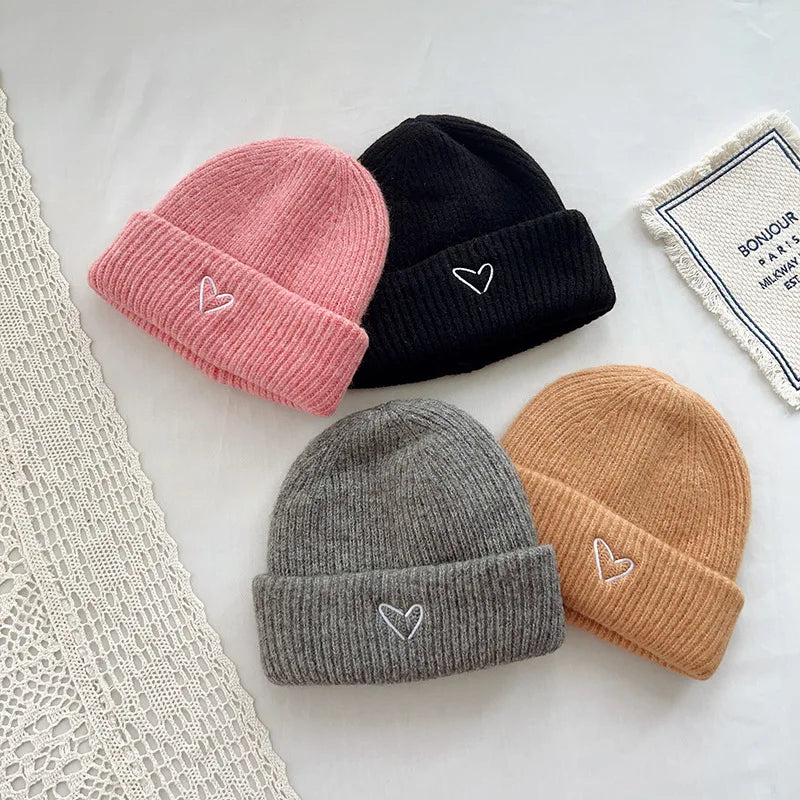 Warm Knitted Wool Hear Beanie