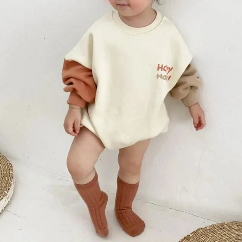 'Happy Happy' Color-Block Onesie