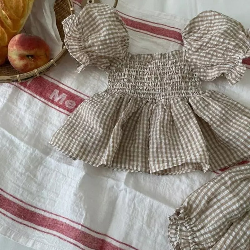 Toddlers Plaid Smocked Top & Shorts Set
