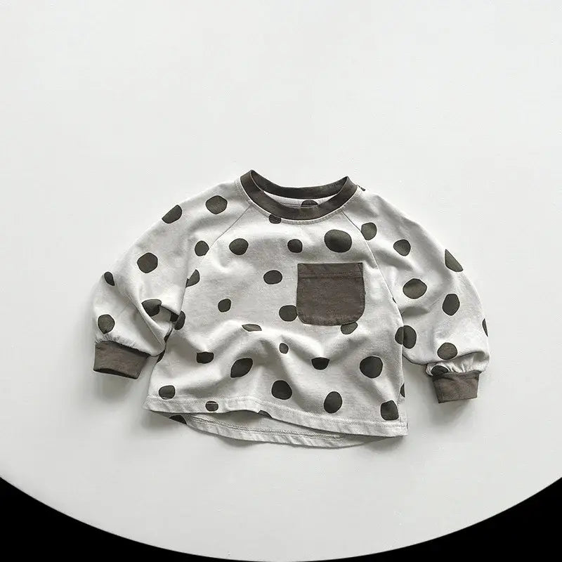 Vintage Long-Sleeved Polka Dot Tee