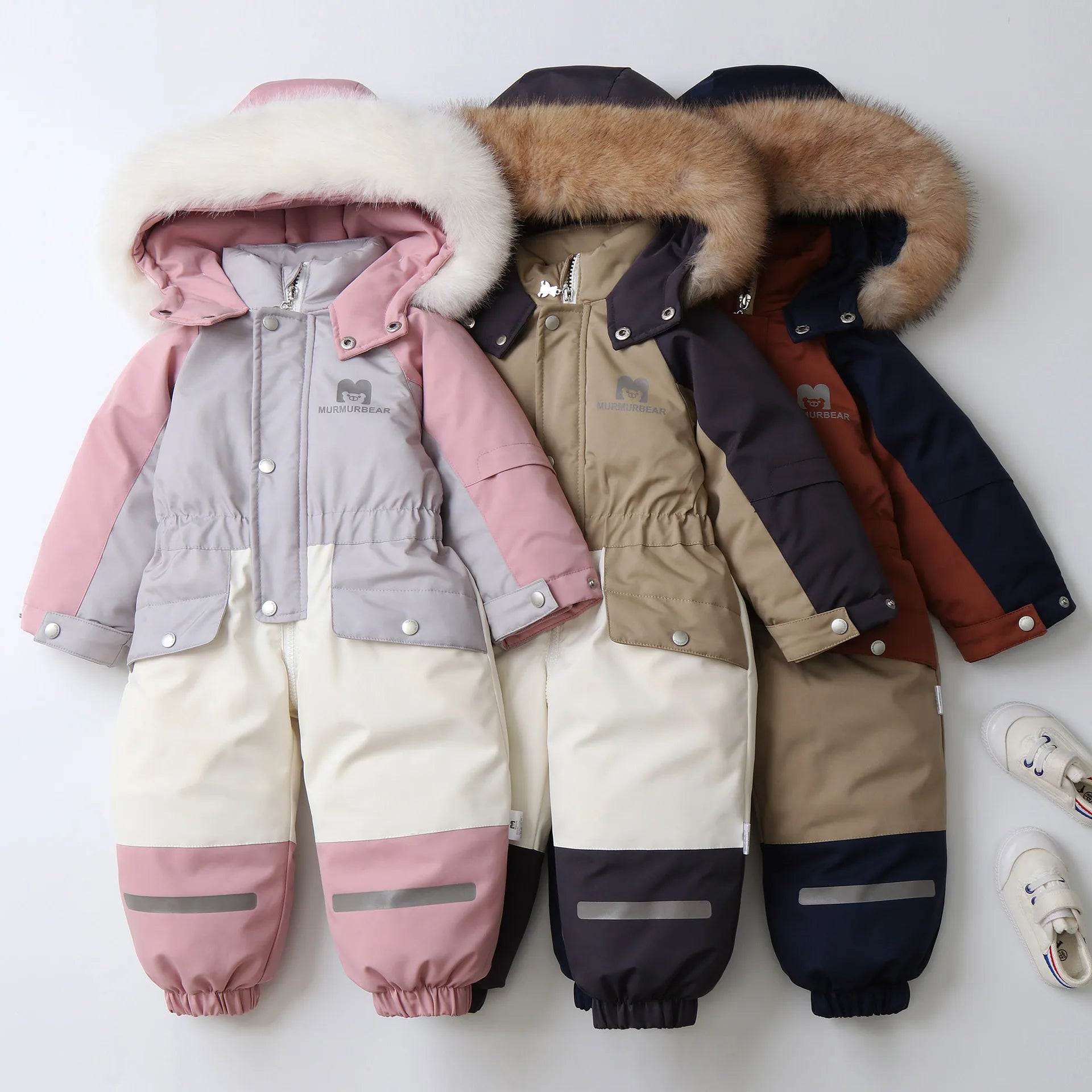 Color-Block Hooded Thick Snowsuit