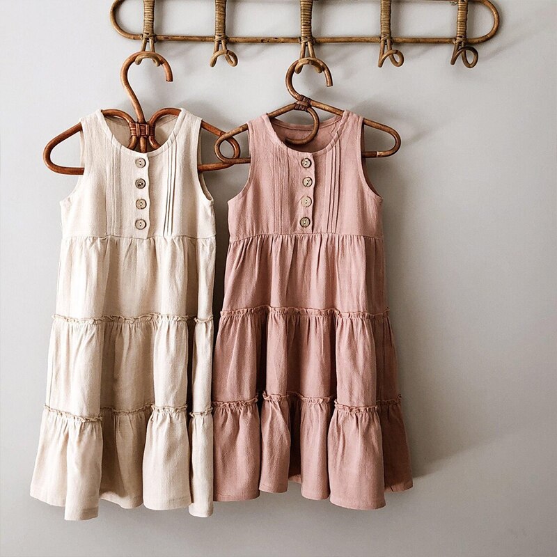 Girls' Bohemian Long Maxi Linen Dress