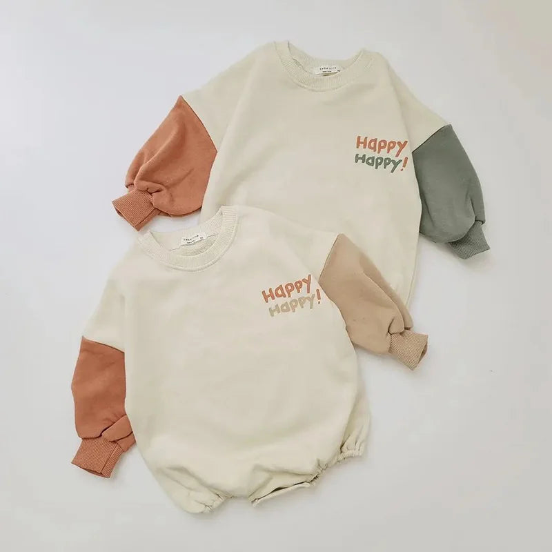 'Happy Happy' Color-Block Onesie