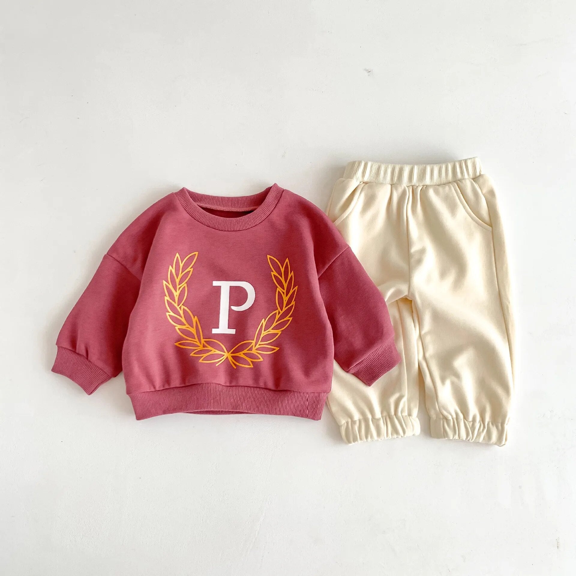 'P' Letter Print Jogger Set