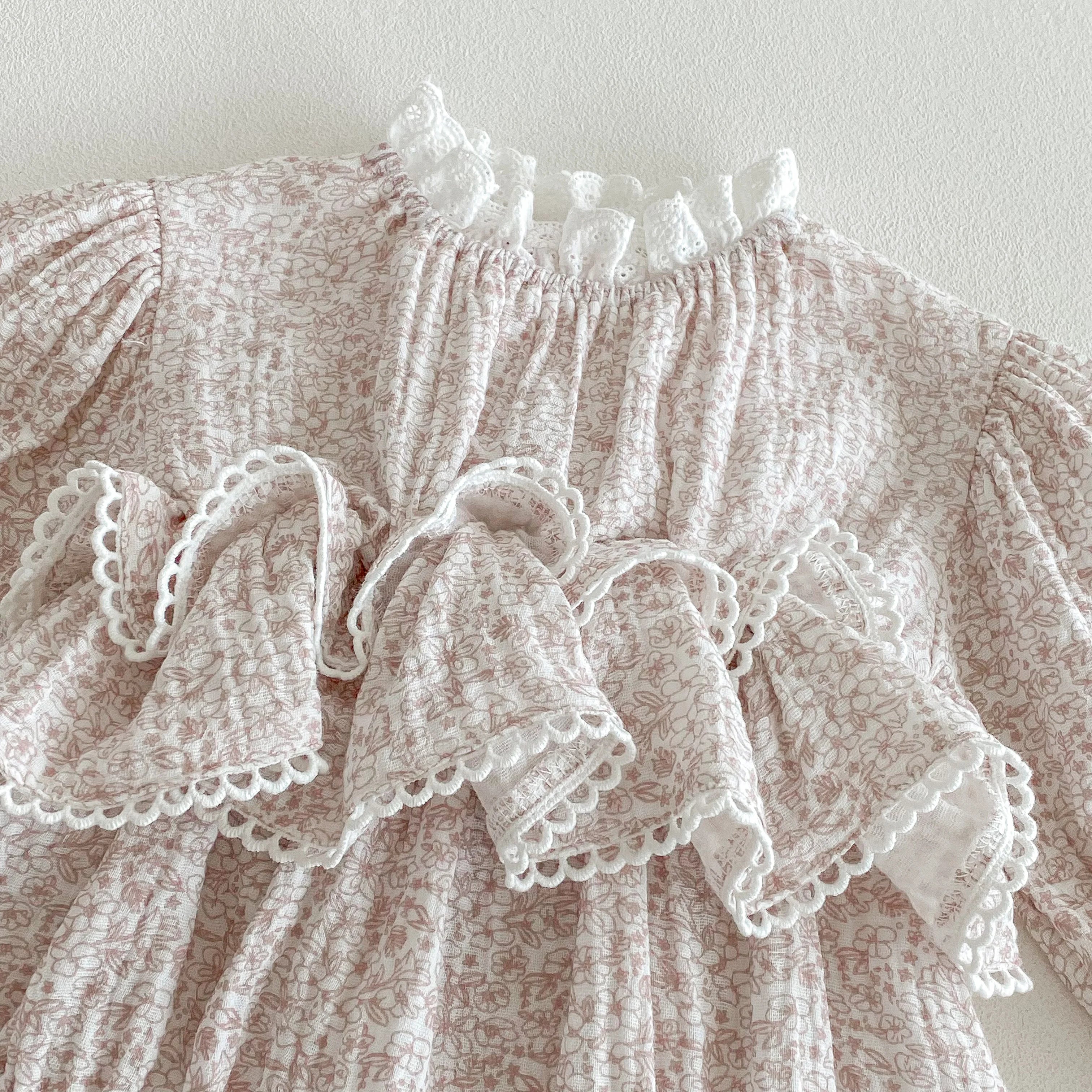 Girls Double-Layer Lace Romper