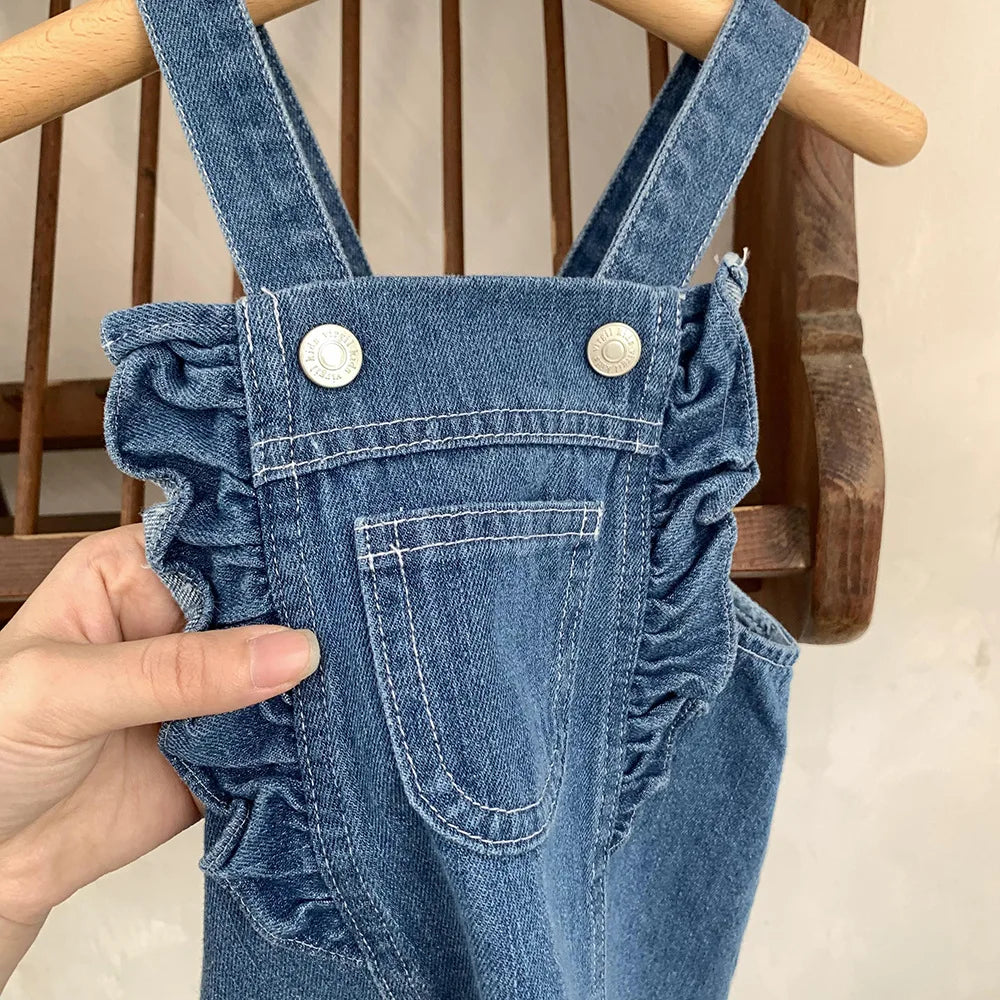 Girls Denim Suspenders Dress