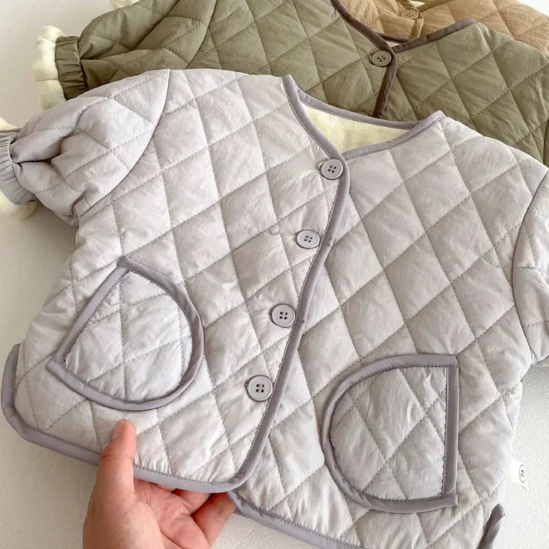 Winter Plush Kids' Cotton-Padded O-Neck Jacket