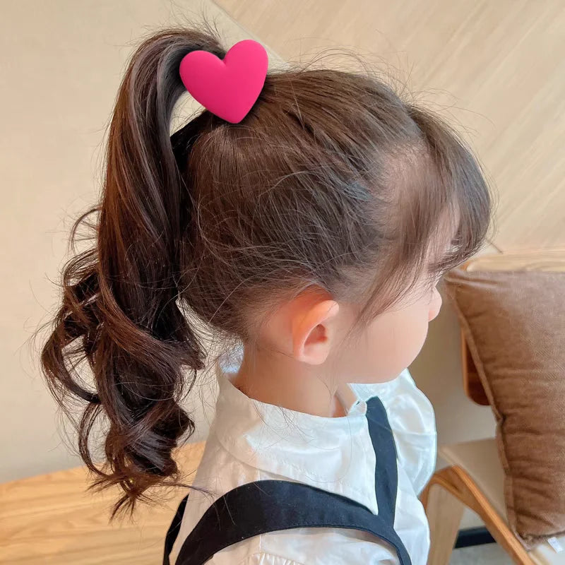 Heart-Shaped Colored Girl's Hair Ties (4-Piece)