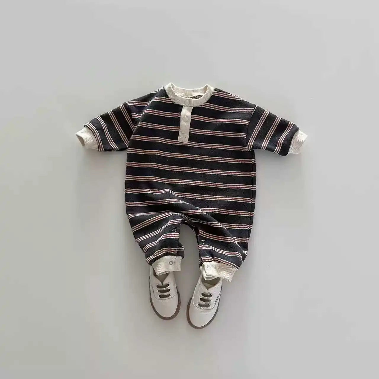 Long Sleeve Cozy Striped Romper