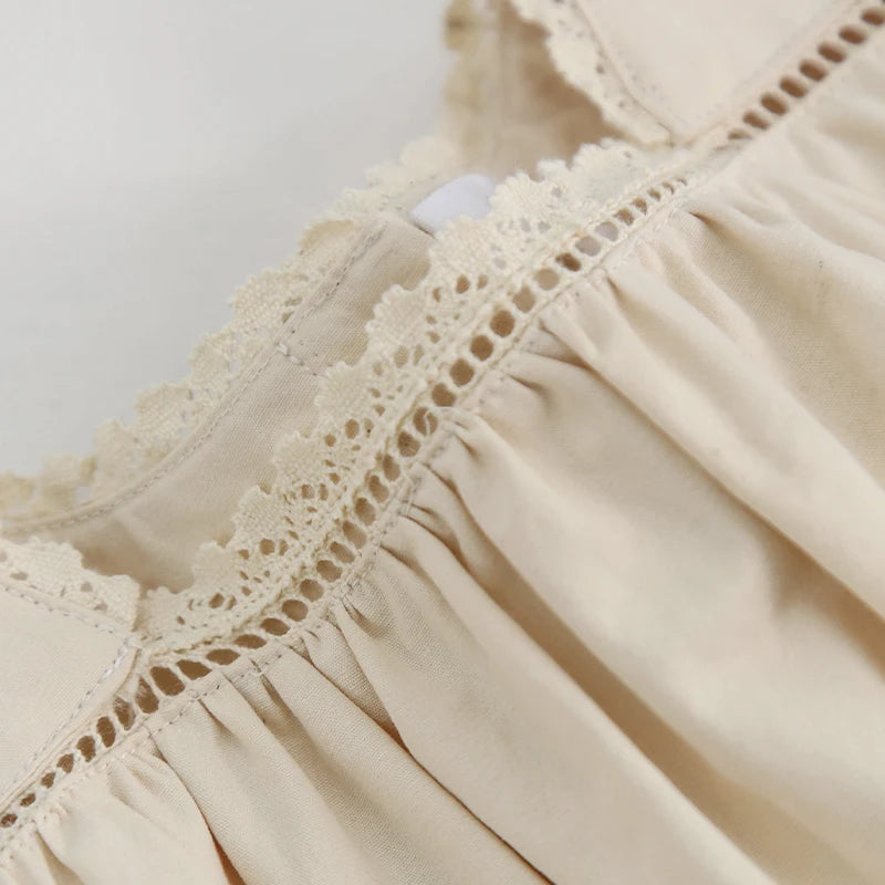 Vintage Square Neck Long-Sleeved Dress