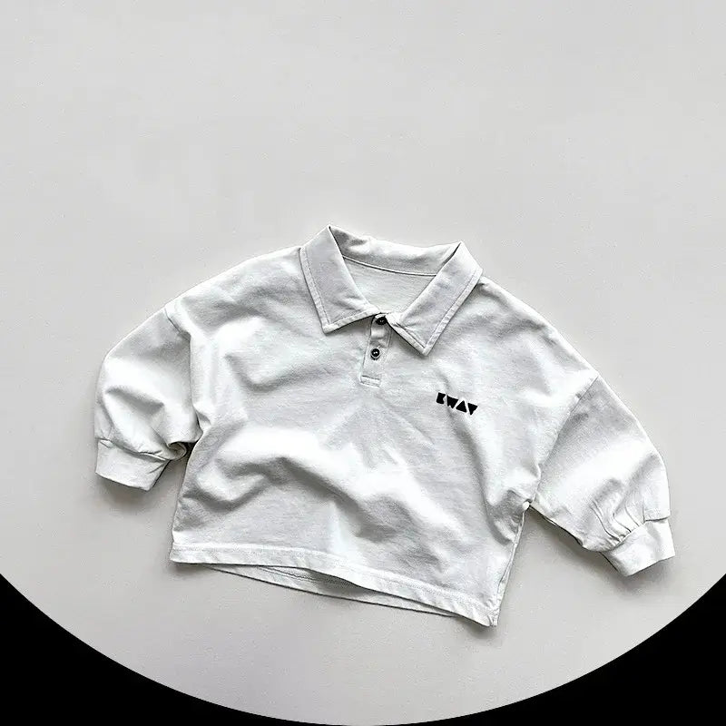 Solid Long-Sleeved Polo Shirt