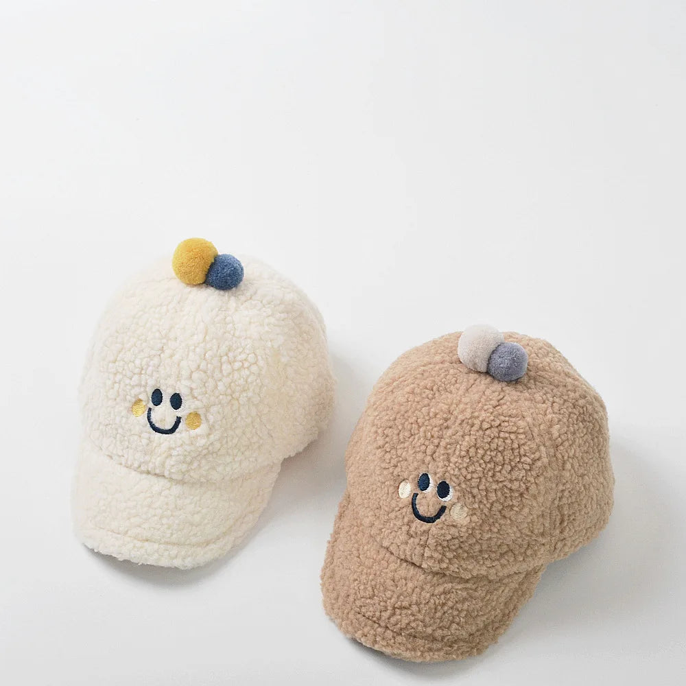 Smiley Face Sherpa Baseball Hat