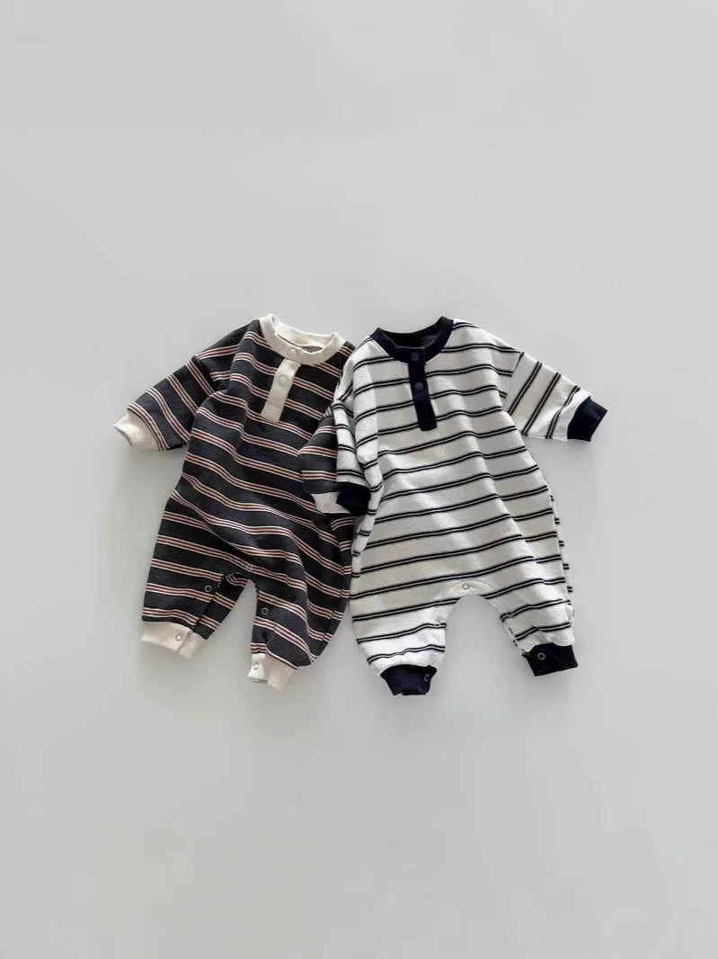 Long Sleeve Cozy Striped Romper