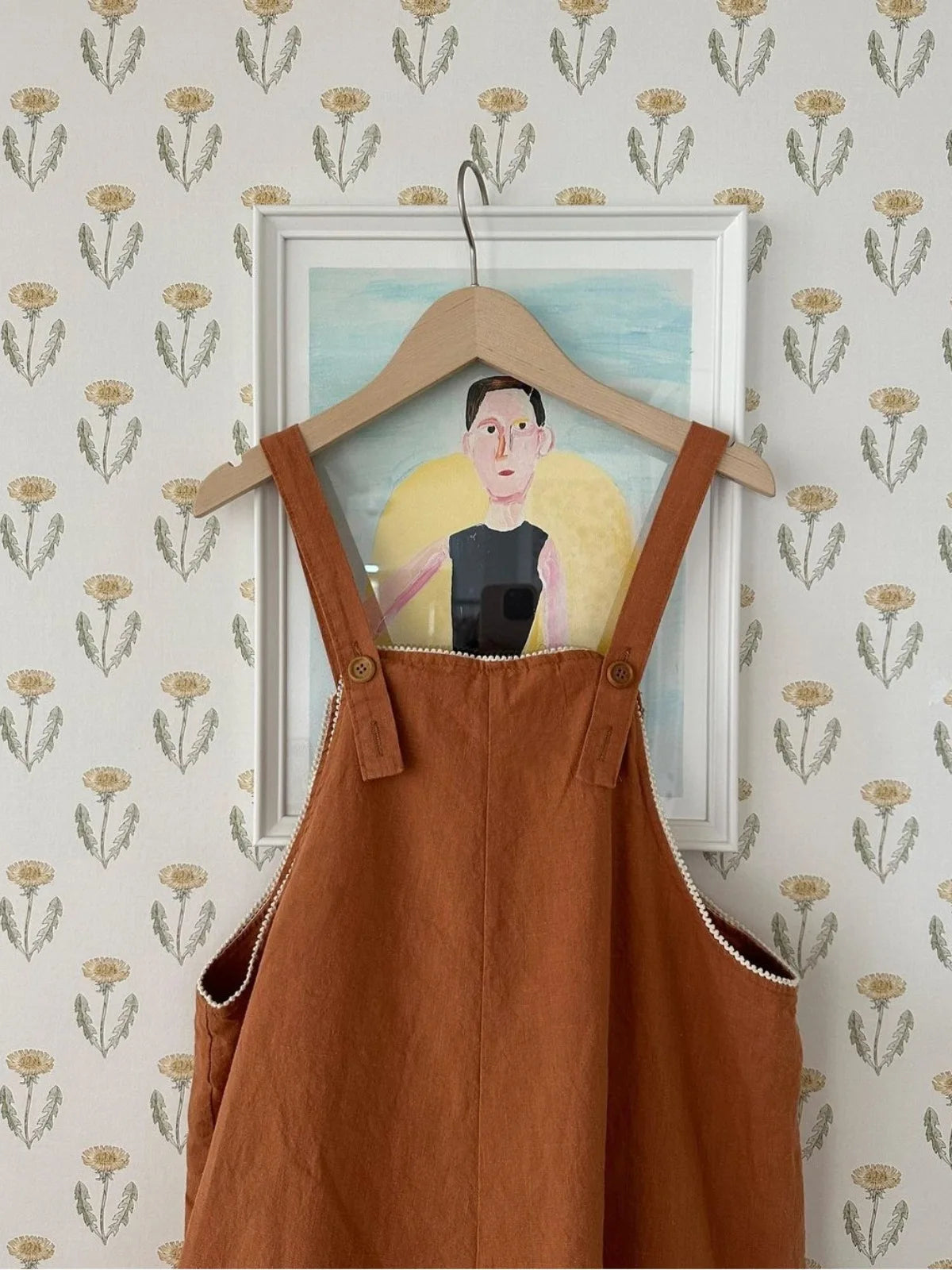 Embroidered Flower Print Overalls