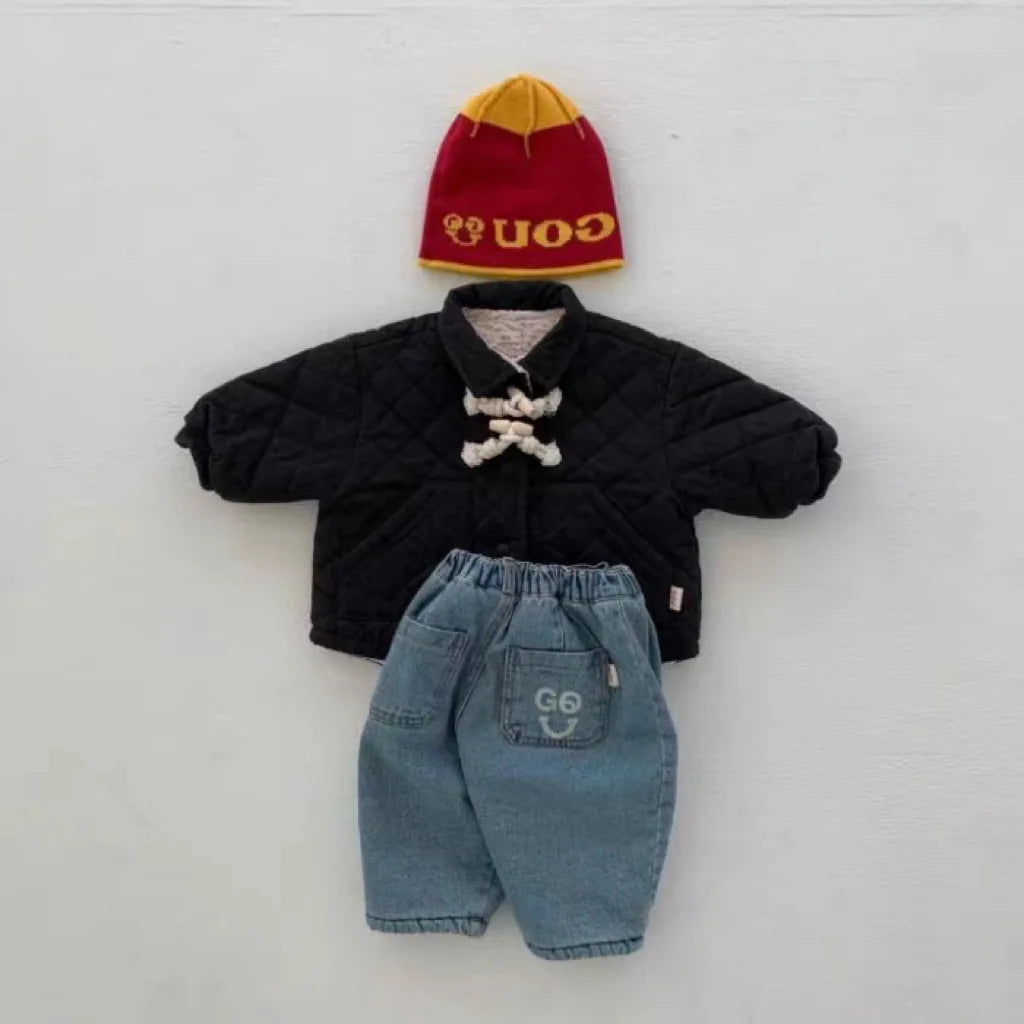 Thick Fleece Retro Denim Pants