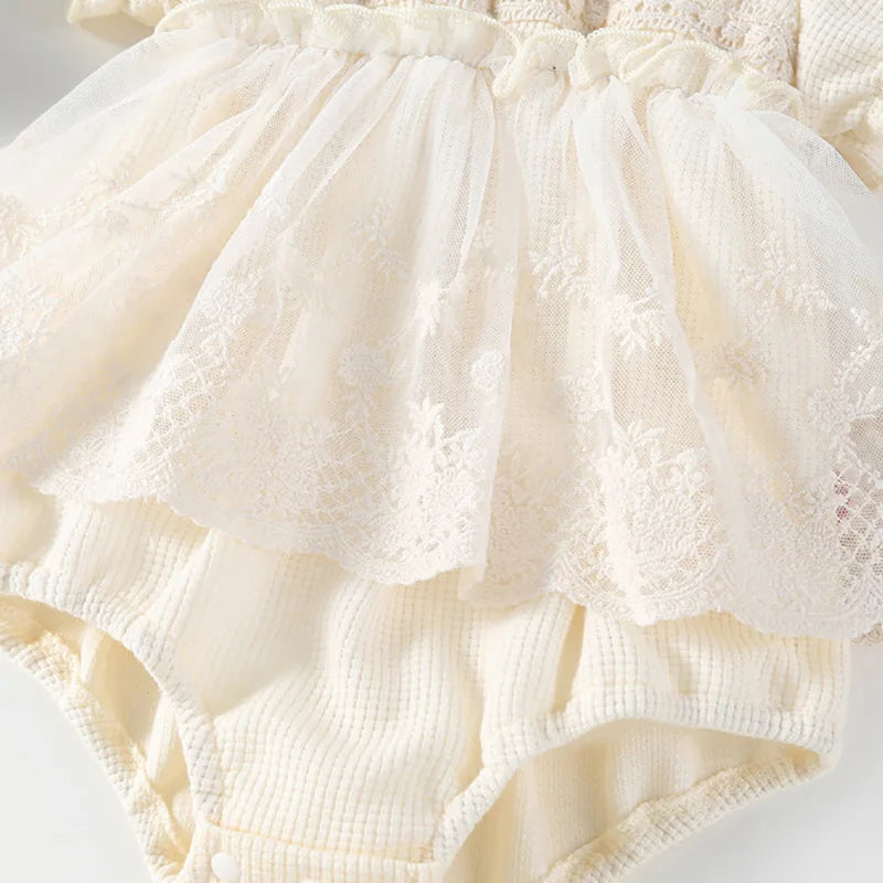 Cream Lace Waffle Onesie
