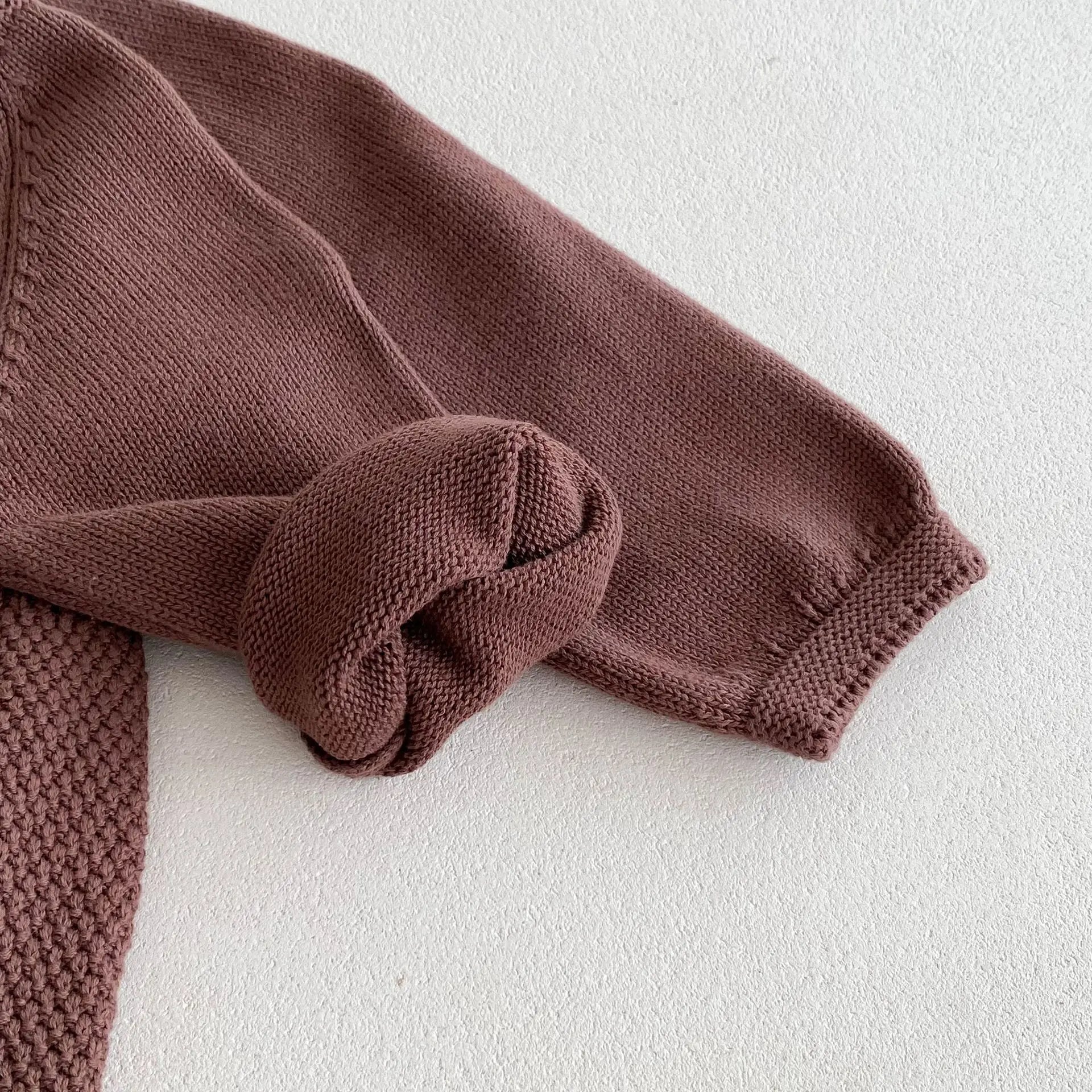 Girls' Autumn Long-Sleeved Coffee Knit Dress