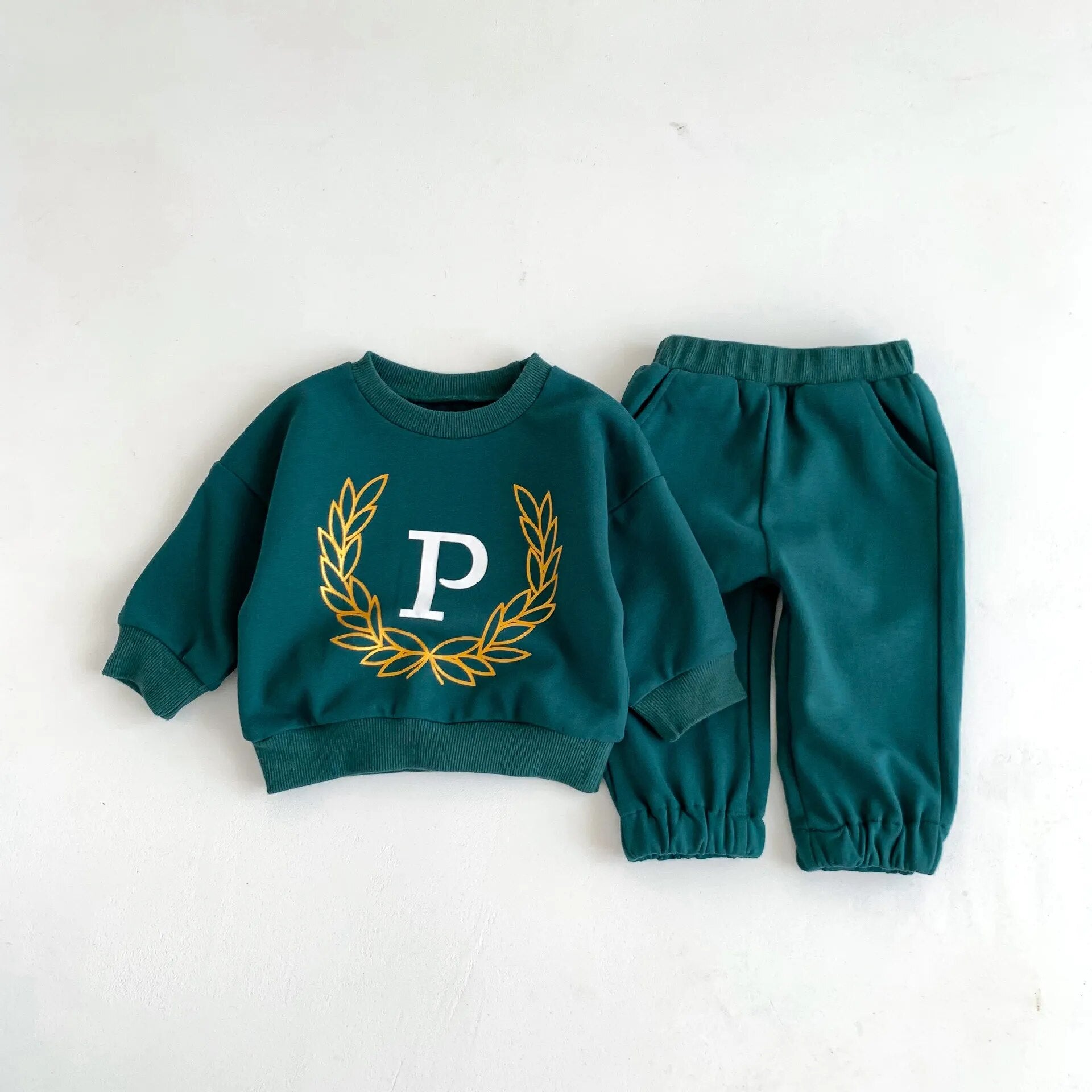 'P' Letter Print Jogger Set