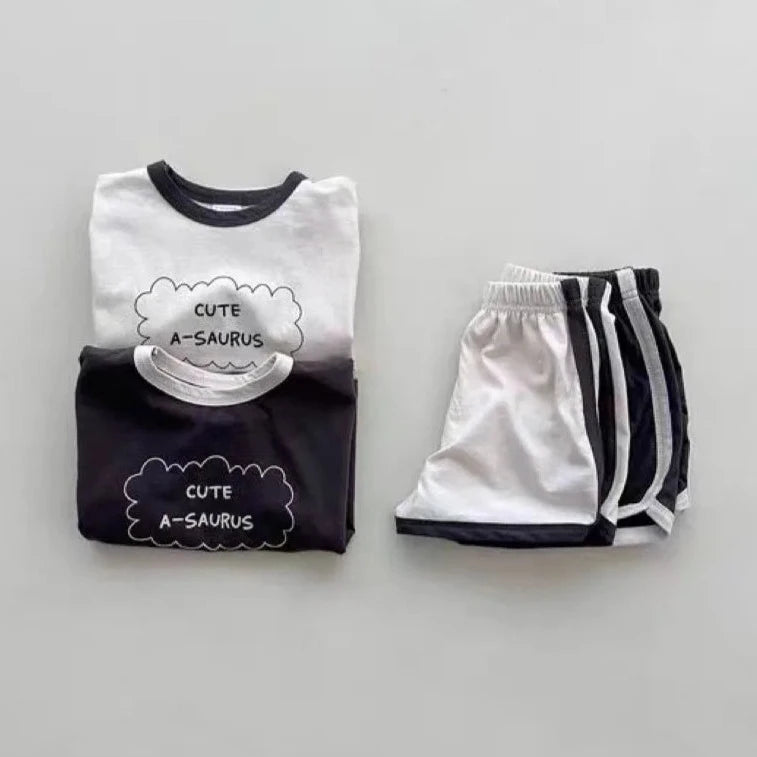 'CUTE A-SAURUS' Tee & Shorts Set