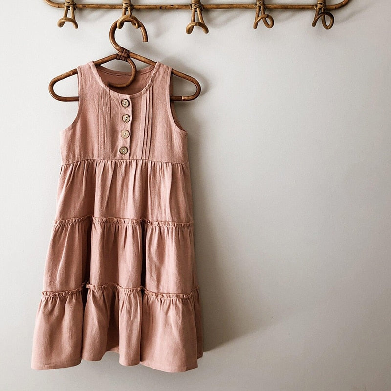 Girls' Bohemian Long Maxi Linen Dress