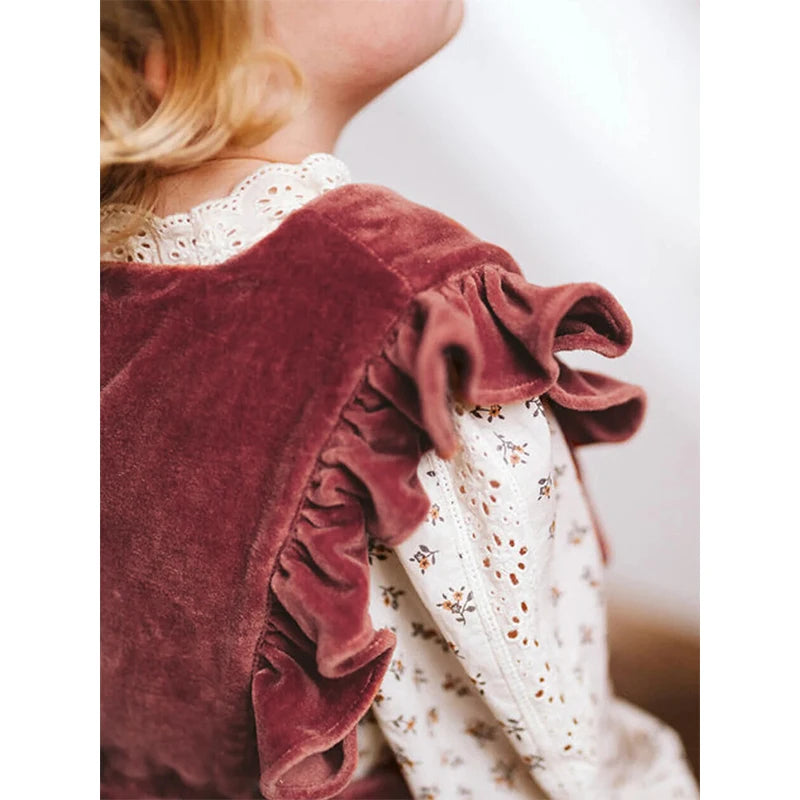 Petal Sleeveless Pleated Velvet Dress