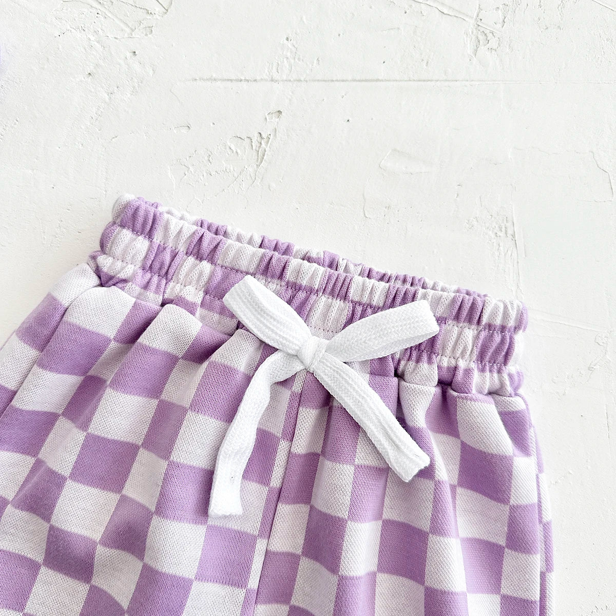 Solid Tee & Checkered Shorts Set