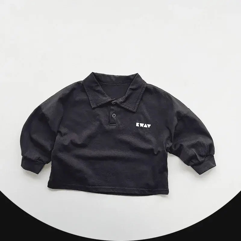 Solid Long-Sleeved Polo Shirt