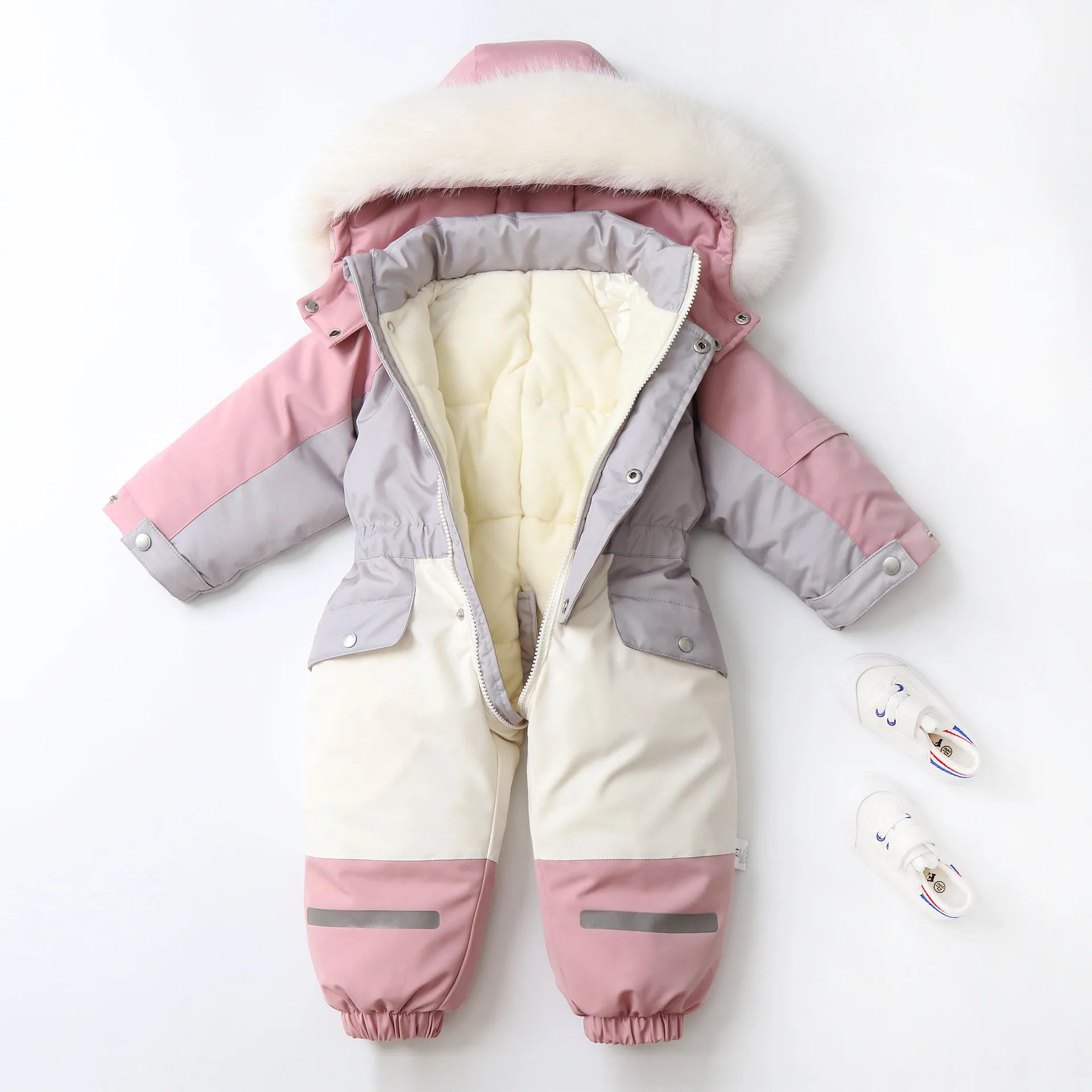 Color-Block Hooded Thick Snowsuit