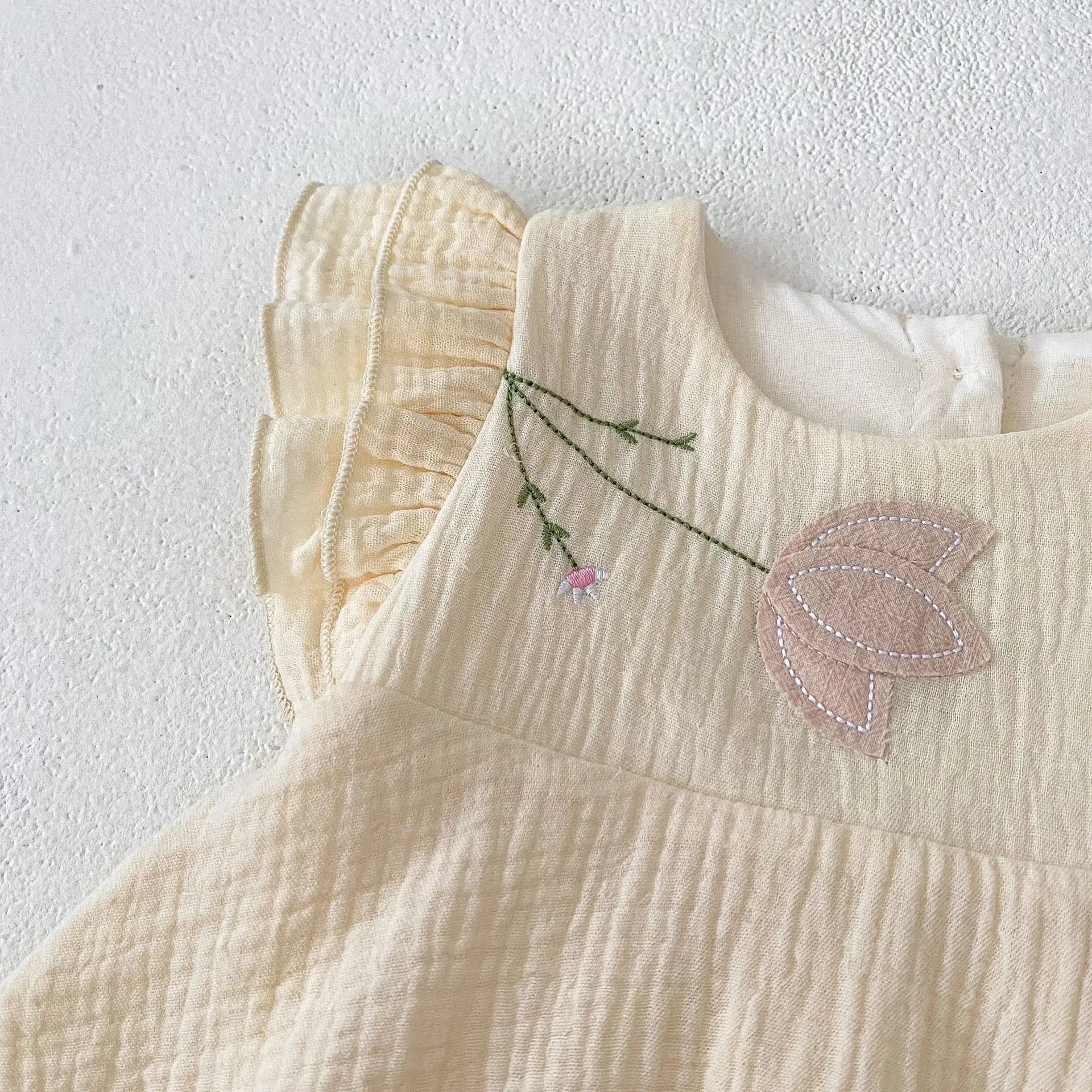 Tulip Embroidered Girls Onesie