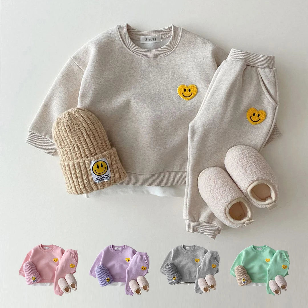 Smiley Patch Fleece Lined Jogger Set