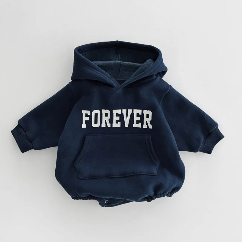 'FOREVER' Fleece-Lined Hooded Romper