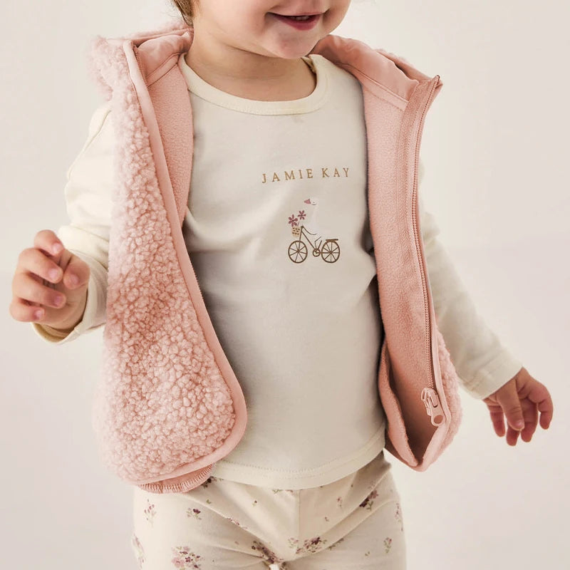 Lamb Fleece Hooded Vest