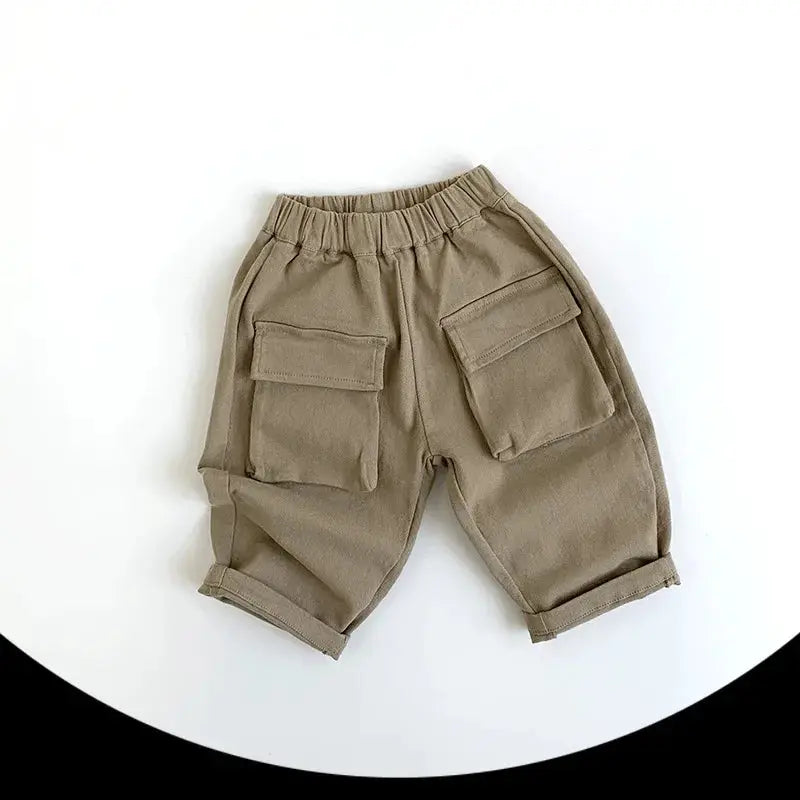 Casual Big Pocket Solid Pants