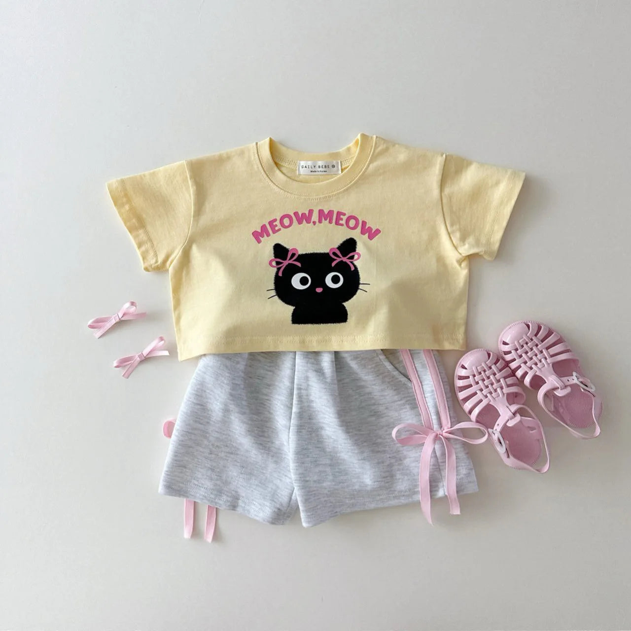 Girls Striped Bow Shorts