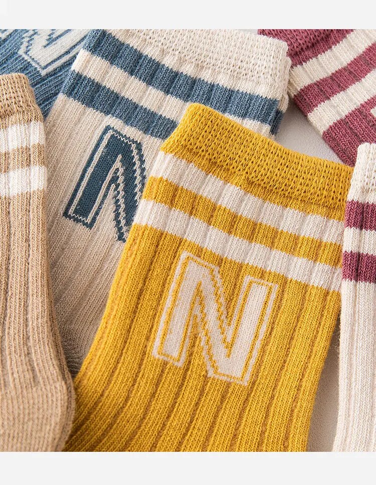 Soft Knit Letter Socks, 3 Pairs