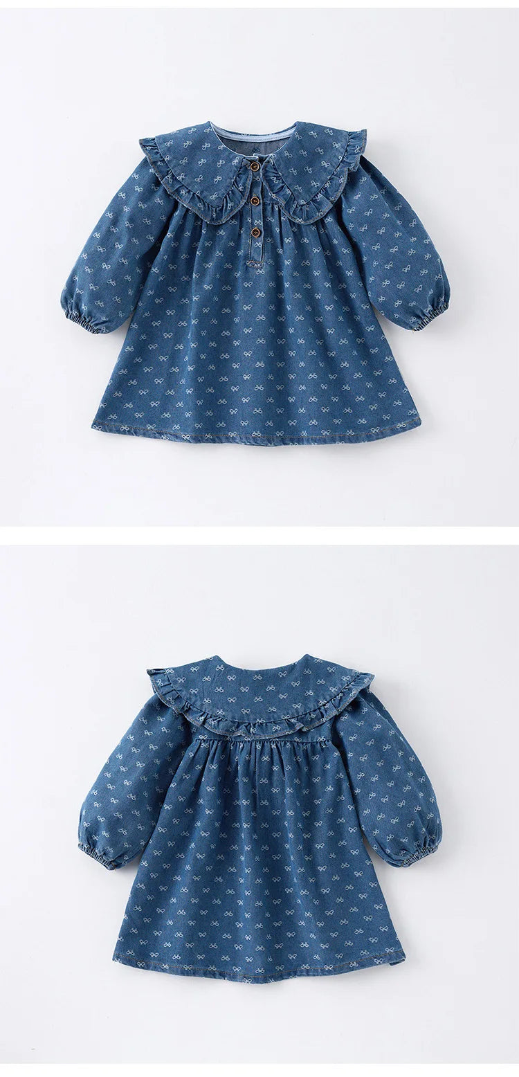 Girl's Denim Lapel Dress