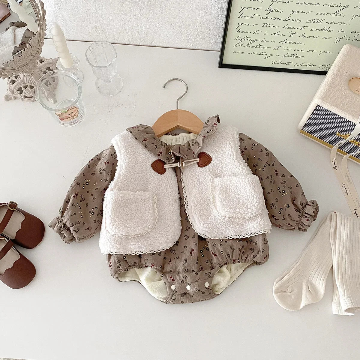 Sherpa Vest & Onesie Two-Piece Set